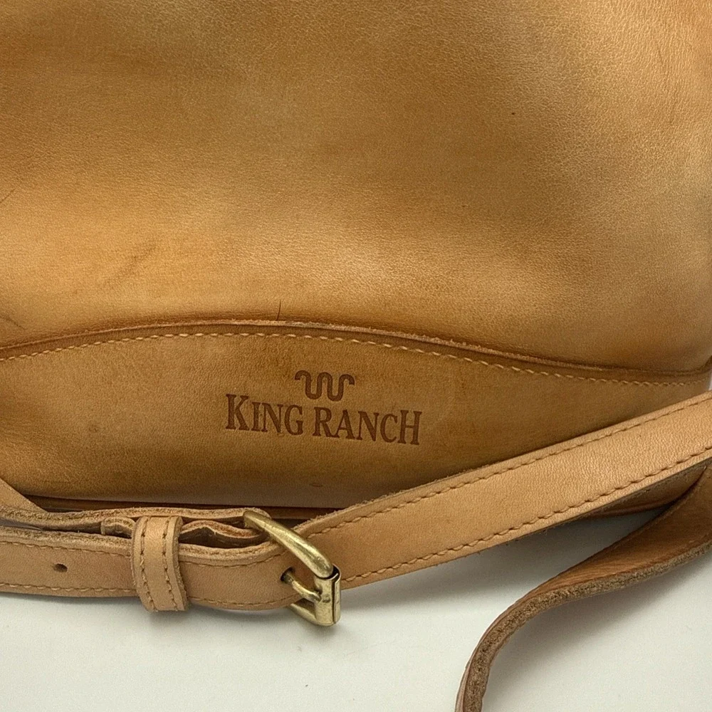 King Ranch Vintage Leather Bucket Purse Camel Color Made In USA Shoulder Bag